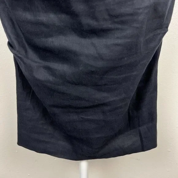 Nicole Miller Artelier Dress Women 4 Black Sleeveless Midi Drape Solid LBD Linen - Picture 8 of 14